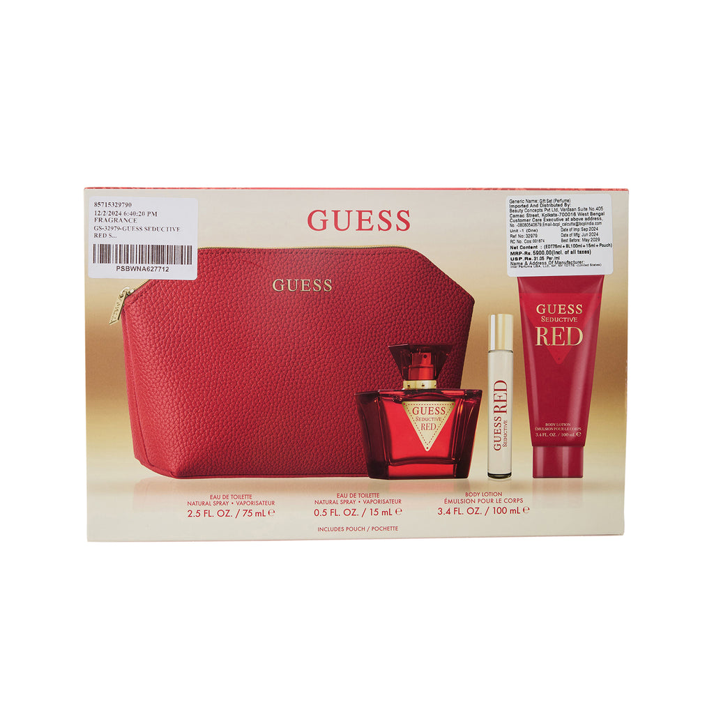 Guess Seductive Red For Women Set (Eau de Toilette 75ml + 15ml + Body Lotion 100ml + Pouch)
