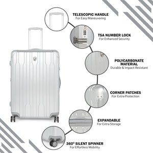 HEYS Xtrak Hard Large Silver Luggage Trolley