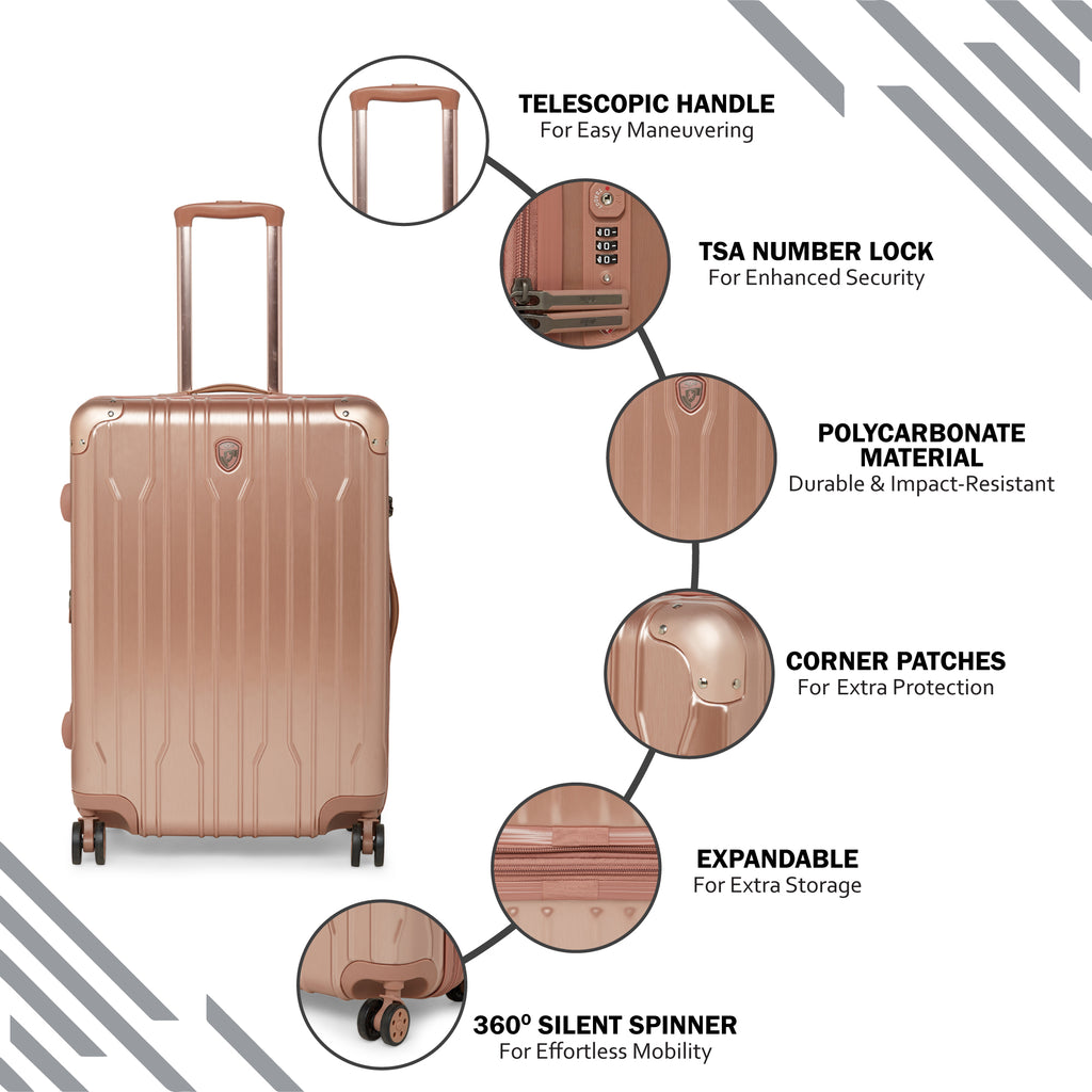 HEYS Xtrak Hard Medium Rose Gold Luggage Trolley