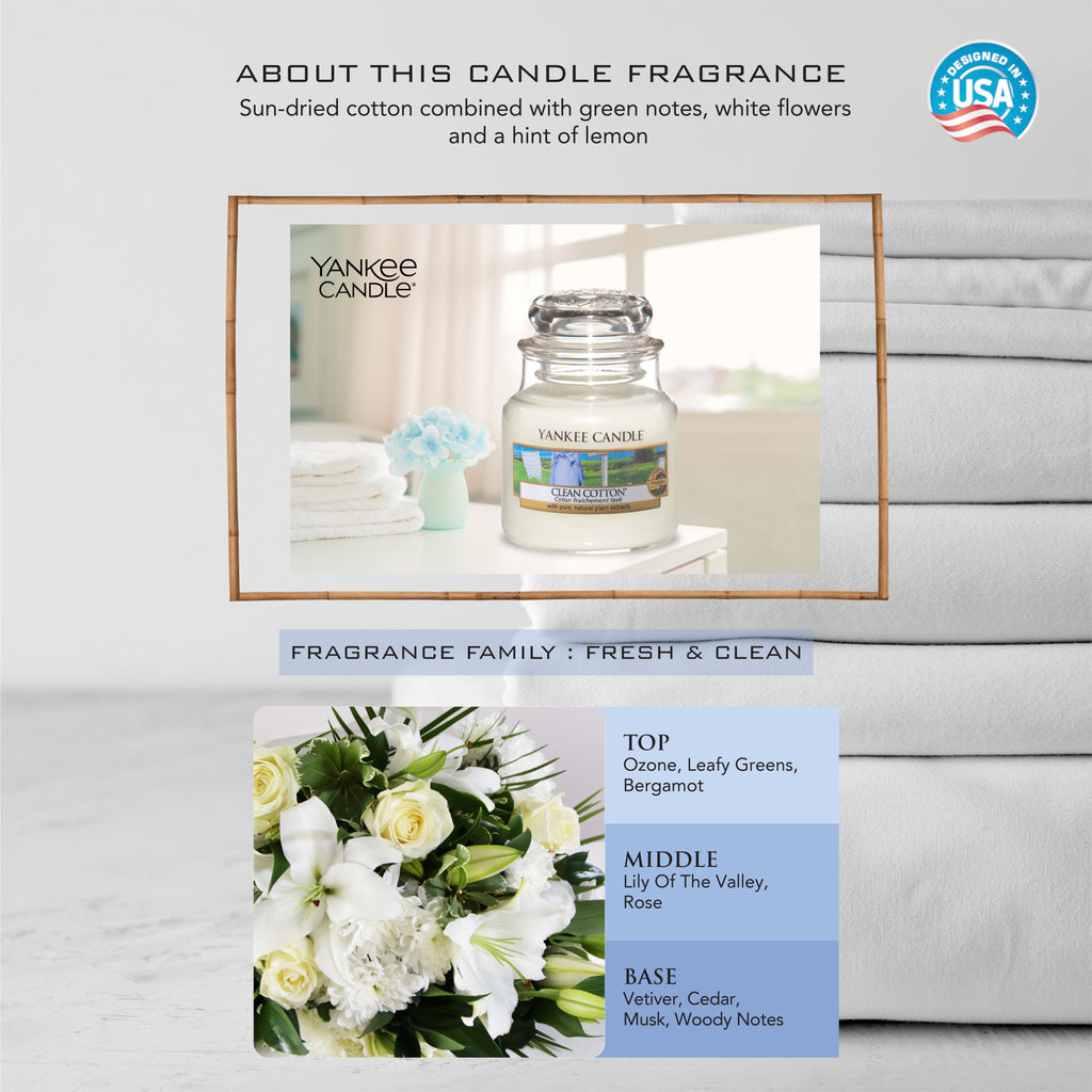 Yankee Candle Classic Small Jar Clean Cotton Scented Candles