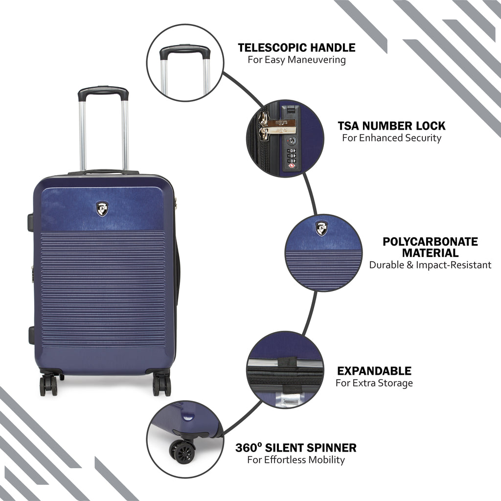 HEYS Terra-Lite Hard Medium Navy Luggage Trolley