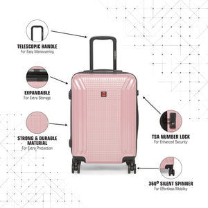 SWISSBRAND C VERNIER Range Rose Gold Color Hard Cabin Luggage