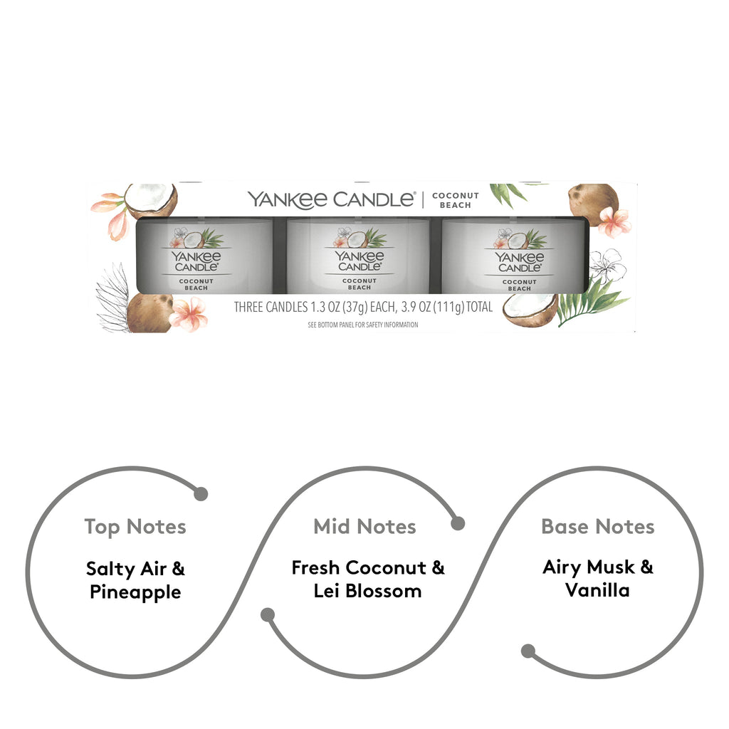 Yankee Candle 3 Pack Filled Votive Coconut Beach