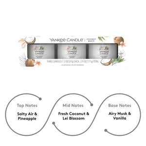 Yankee Candle 3 Pack Filled Votive Coconut Beach