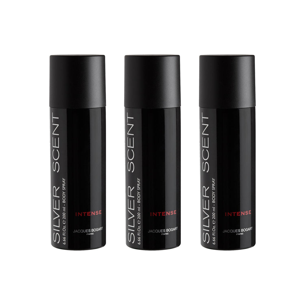 Jacques Bogart Silver Scent Intense Deodorant Spray 200ml (Pack of 3)