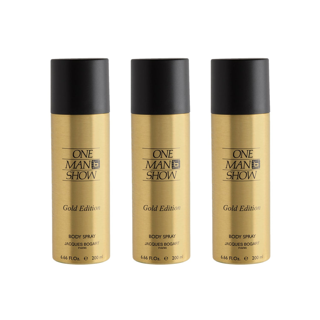 Jacques Bogart One Man Show Gold Deodorant Spray 200ml (Pack of 3)