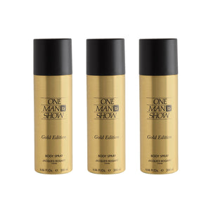 Jacques Bogart One Man Show Gold Deodorant Spray 200ml (Pack of 3)