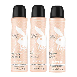 Playboy Play It Lovely Woman Deodorant Spray 150ml (Pack of 3)