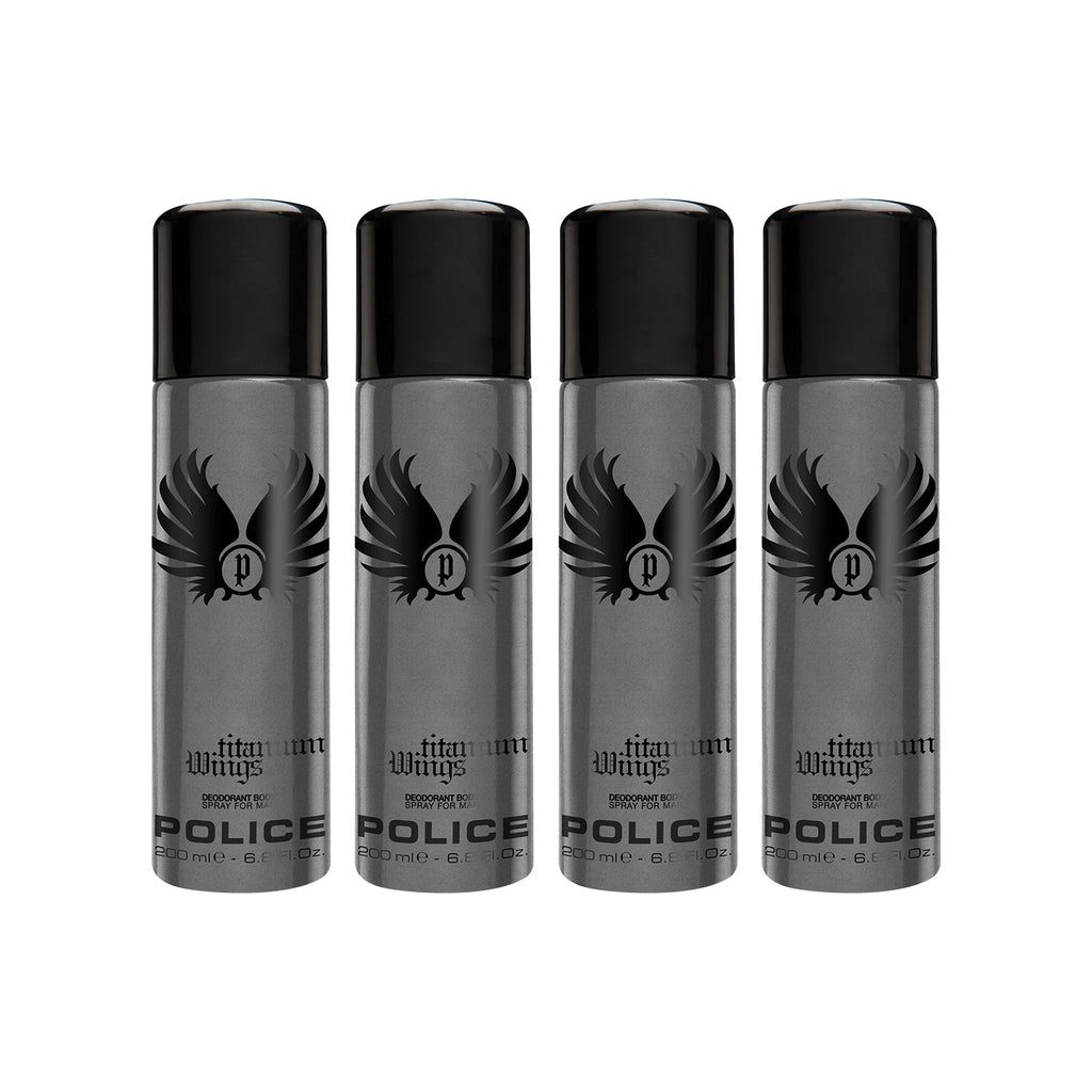 Police Wings Titanium Deodorant Spray 200ml (Pack of 4)