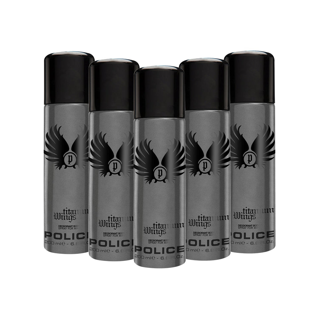 Police Wings Titanium Deodorant Spray 200ml (Pack of 5)