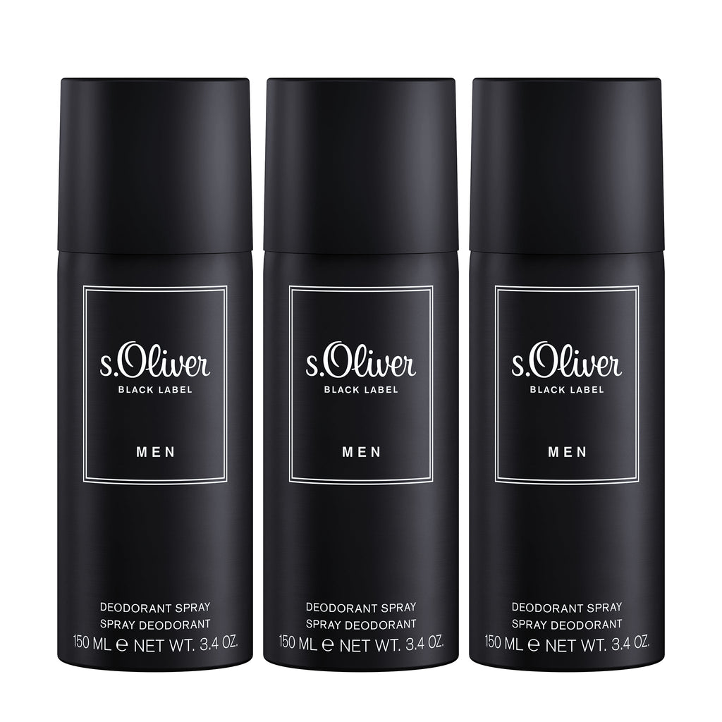 s.Oliver Black Label Men Deodorant Aerosol Spray 150ml (Pack of 3)