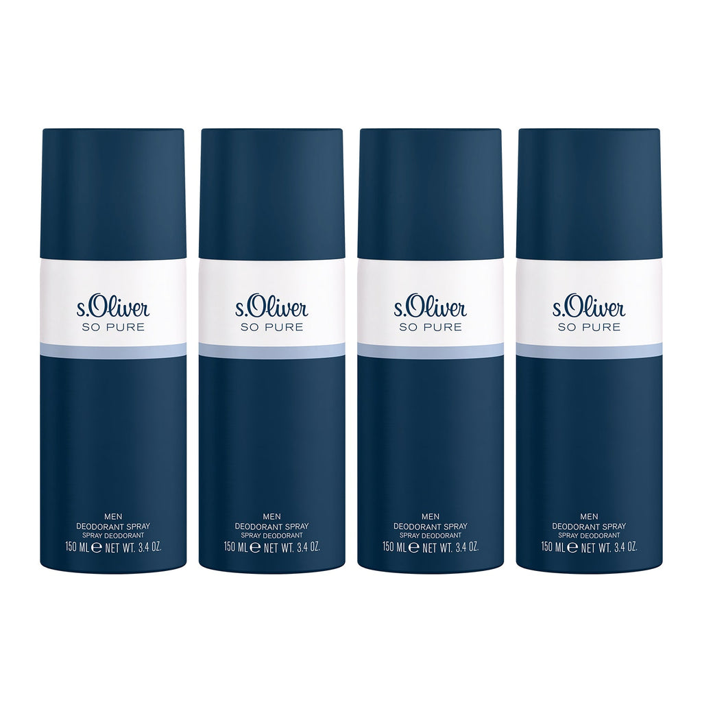 s.Oliver So Pure Man Deodorant Aerosol Spray 150ml (Pack of 4)