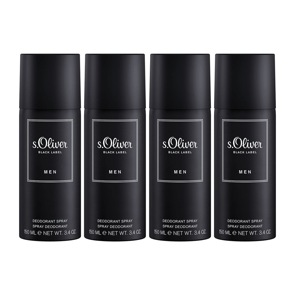 s.Oliver Black Label Men Deodorant Aerosol Spray 150ml (Pack of 4)