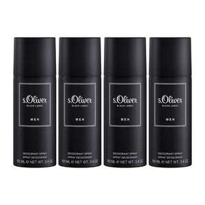 s.Oliver Black Label Men Deodorant Aerosol Spray 150ml (Pack of 4)
