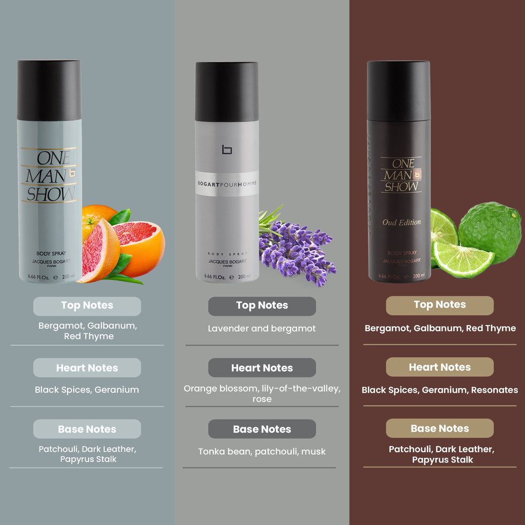 Jacques Bogart One Man Show + Pour Homme + One Man Show Oud Deo Combo Set 600ml (Pack of 3) For Him