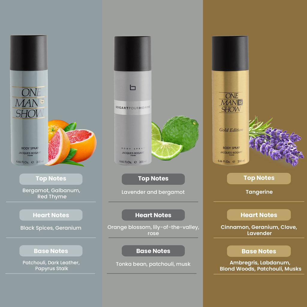 Jacques Bogart One Man Show + Pour Homme + One Man Show Gold Deo Combo Set 600ml (Pack of 3) For Him