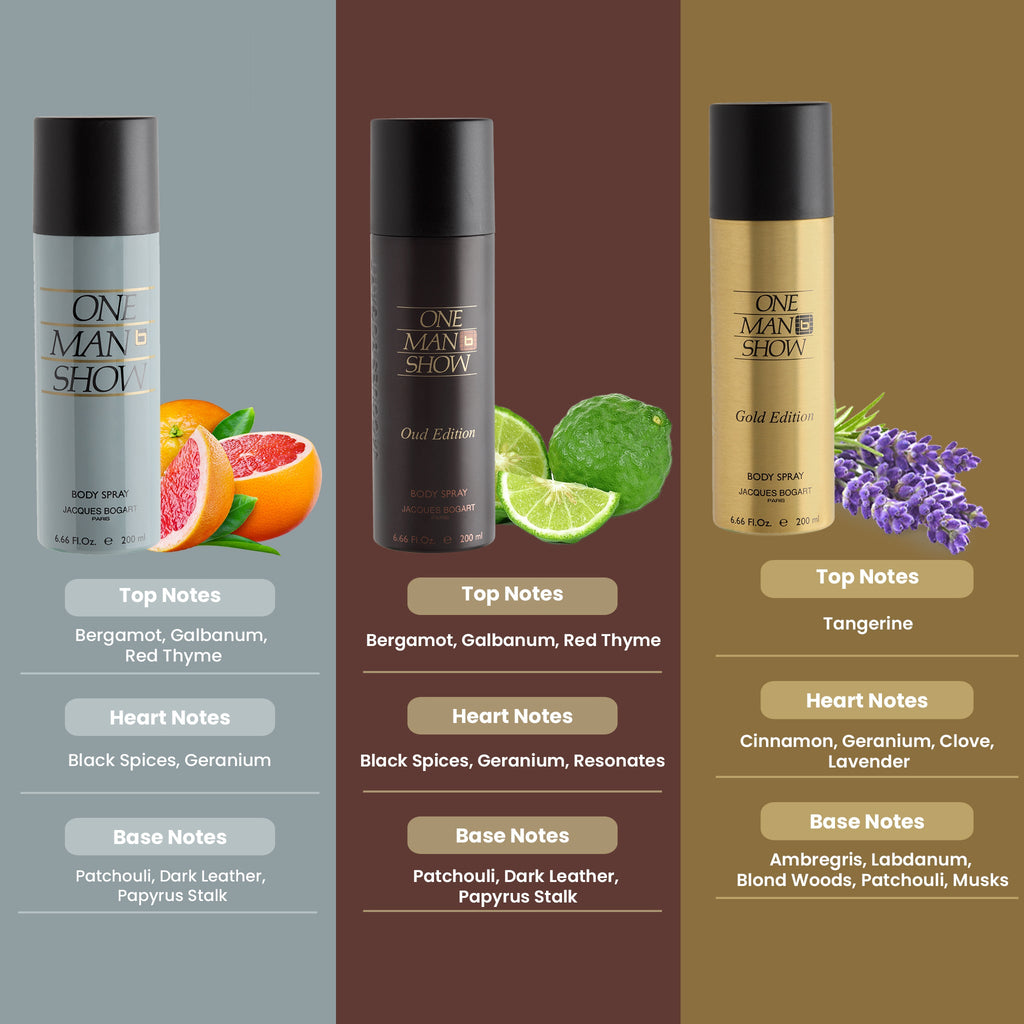 Jacques Bogart One Man Show + One Man Show Oud + One Man Show Gold Deo Combo Set 600ml (Pack of 3) For Him