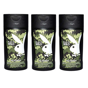 Playboy Play It Wild Shower Gel For Men (Pack of 3, 250ml each)