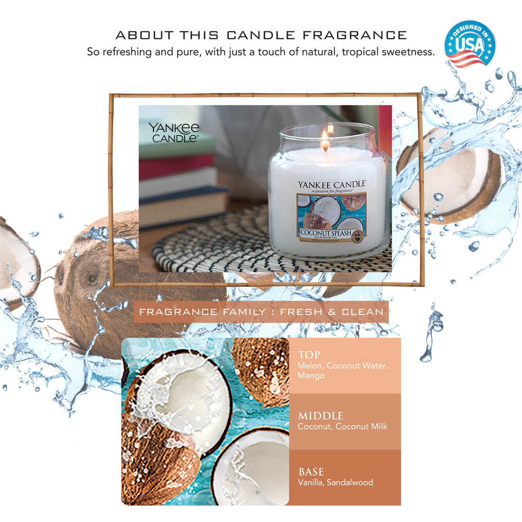 Yankee Candle Classic Jar Scented Candles - Pack of 2 - Coconut Splash and Dried Lavender