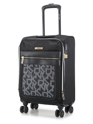 DKNY AFTER HOURS Black Logo Print Color Soft Side Polyester Twill Material Soft Trolley