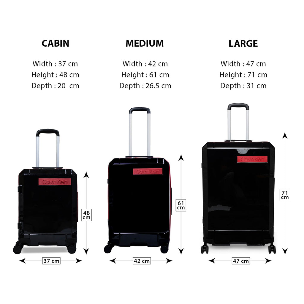 Calvin Klein ICON Range Black & Red Color Hard Luggage