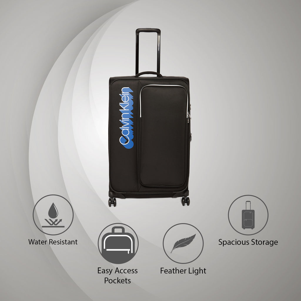 Calvin Klein Sky Shadow Soft Body Large Black Luggage Trolley