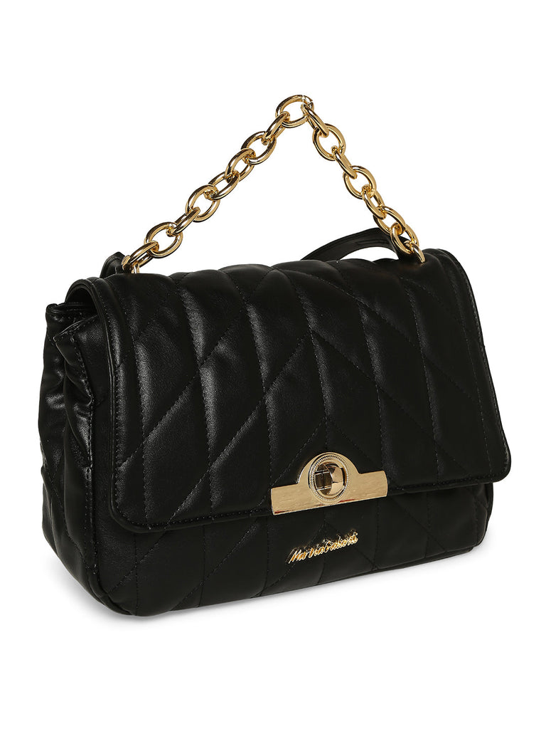 MARINA GALANTI Black Color Soft PU Material Medium Size Flap Bag - MB0350FP2001