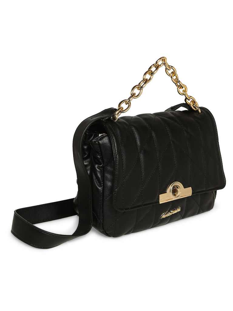 MARINA GALANTI Black Color Soft PU Material Medium Size Flap Bag - MB0350FP2001