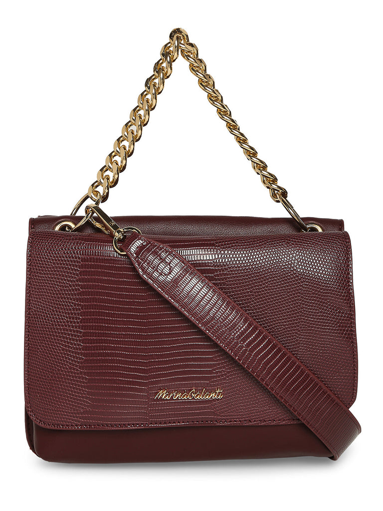 MARINA GALANTI Wine Color Soft PU Material Medium Size Handbag - MB0386HG2021