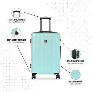 SWISSBRAND Riga Hard Medium Aqua Luggage Trolley