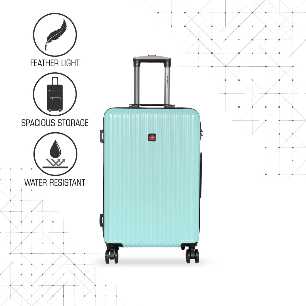 SWISSBRAND Riga Hard Medium Aqua Luggage Trolley