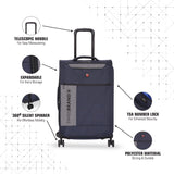 SWISSBRAND Utah Soft Large Navy/Grey Luggage Trolley