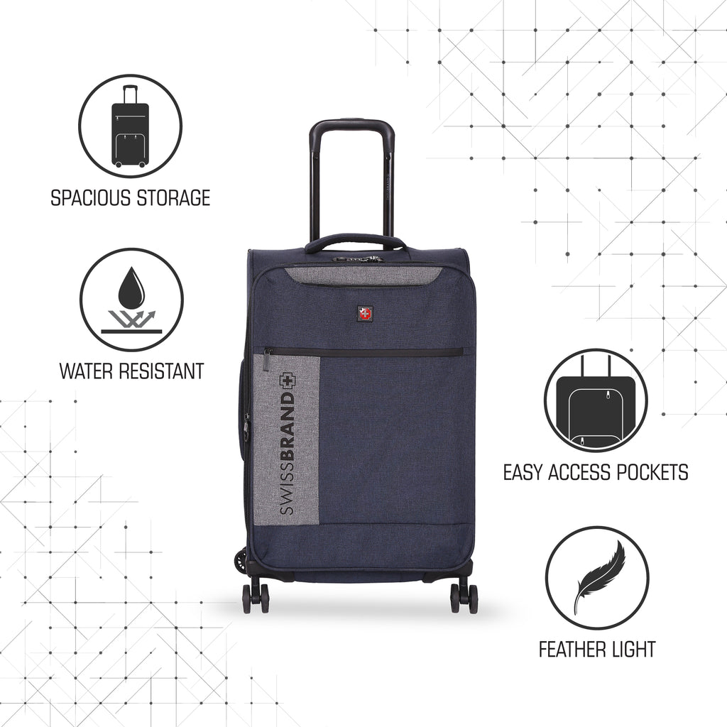 SWISSBRAND Utah Soft Large Navy/Grey Luggage Trolley