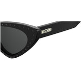 MOSCHINO Womens Grey Lens Black Cat Eye Sunglasses with 100% UV Protection-2007992M252IR