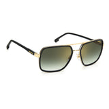 Carrera Mens Green Gold Lens Gold Black Rectangular Sunglasses with 100% UV Protection-203788RHL58D6
