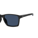 Under Armour Mens Blue Lens Black Rectangular Sunglasses with 100% UV Protection