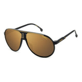 Carrera Unisex Gold High Contrast Polarized Antireflex Lens Black Gold Square Sunglasses with 100% UV Protection