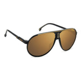 Carrera Unisex Gold High Contrast Polarized Antireflex Lens Black Gold Square Sunglasses with 100% UV Protection