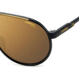 Carrera Unisex Gold High Contrast Polarized Antireflex Lens Black Gold Square Sunglasses with 100% UV Protection