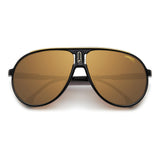 Carrera Unisex Gold High Contrast Polarized Antireflex Lens Black Gold Square Sunglasses with 100% UV Protection