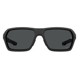 Under Armour Mens Grey Oleophobic Lens Matte Black Rectangular Sunglasses with 100% UV Protection