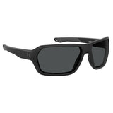 Under Armour Mens Grey Oleophobic Lens Matte Black Rectangular Sunglasses with 100% UV Protection