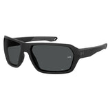 Under Armour Mens Grey Oleophobic Lens Matte Black Rectangular Sunglasses with 100% UV Protection