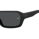 Under Armour Mens Grey Oleophobic Lens Matte Black Rectangular Sunglasses with 100% UV Protection