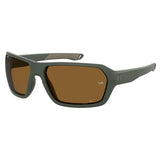 Under Armour Mens Brown Polar High Contrast Oleophobic Lens Matte Green Rectangular Sunglasses with 100% UV Protection