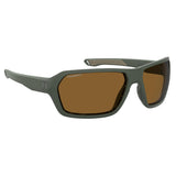 Under Armour Mens Brown Polar High Contrast Oleophobic Lens Matte Green Rectangular Sunglasses with 100% UV Protection
