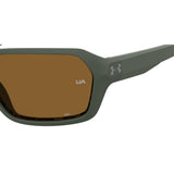Under Armour Mens Brown Polar High Contrast Oleophobic Lens Matte Green Rectangular Sunglasses with 100% UV Protection
