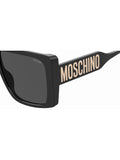 MOSCHINO Womens Grey Lens Black Square Sunglasses with 100% UV Protection-20471180760IR