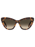 MOSCHINO Womens Green Lens Havana Cat Eye Sunglasses with 100% UV Protection-20471205L539K
