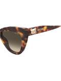 MOSCHINO Womens Green Lens Havana Cat Eye Sunglasses with 100% UV Protection-20471205L539K